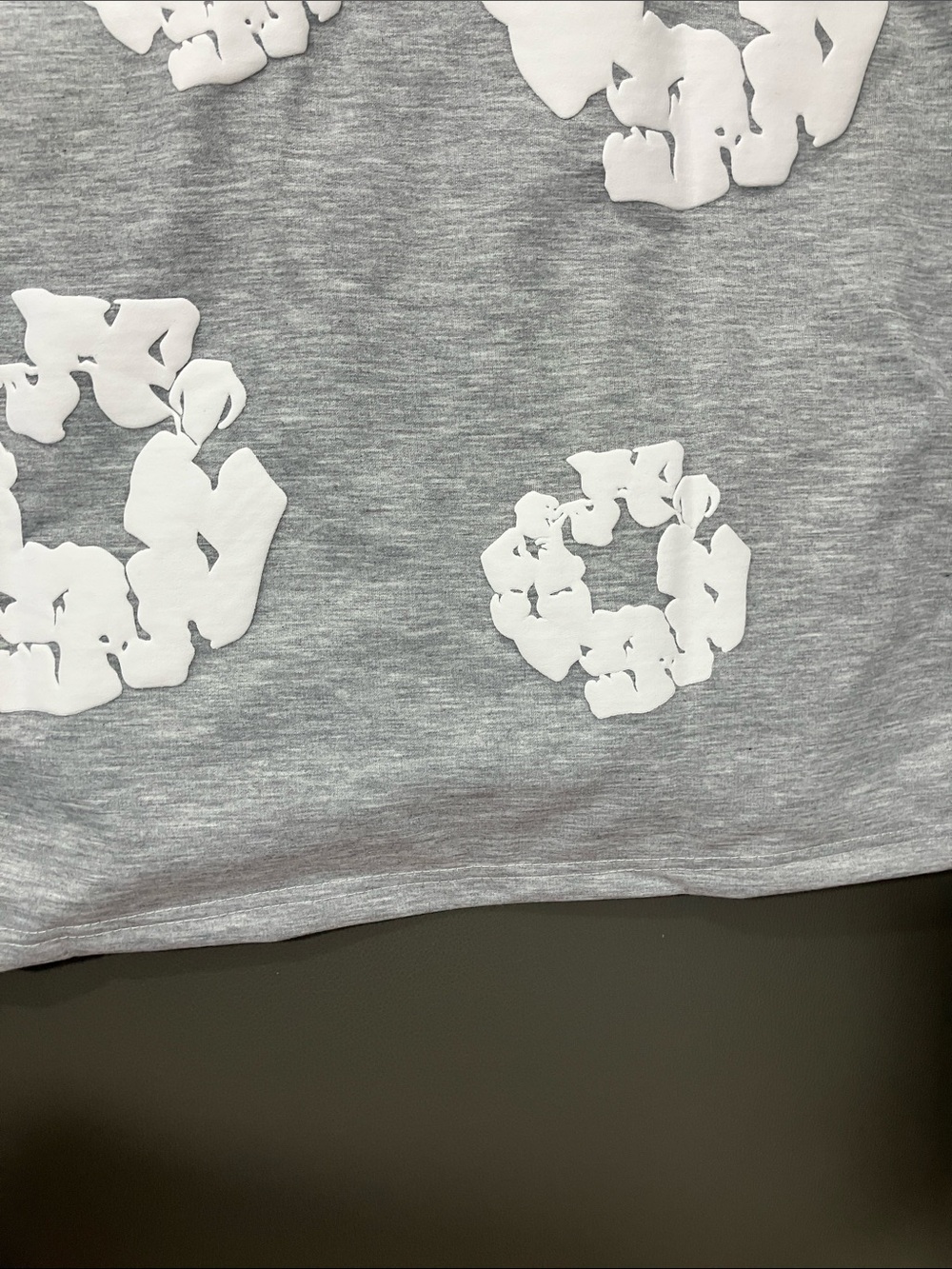 Gray Short Sleeve Tee with White Graphic Motif - Women's Casual Top - Picture 6 of 8